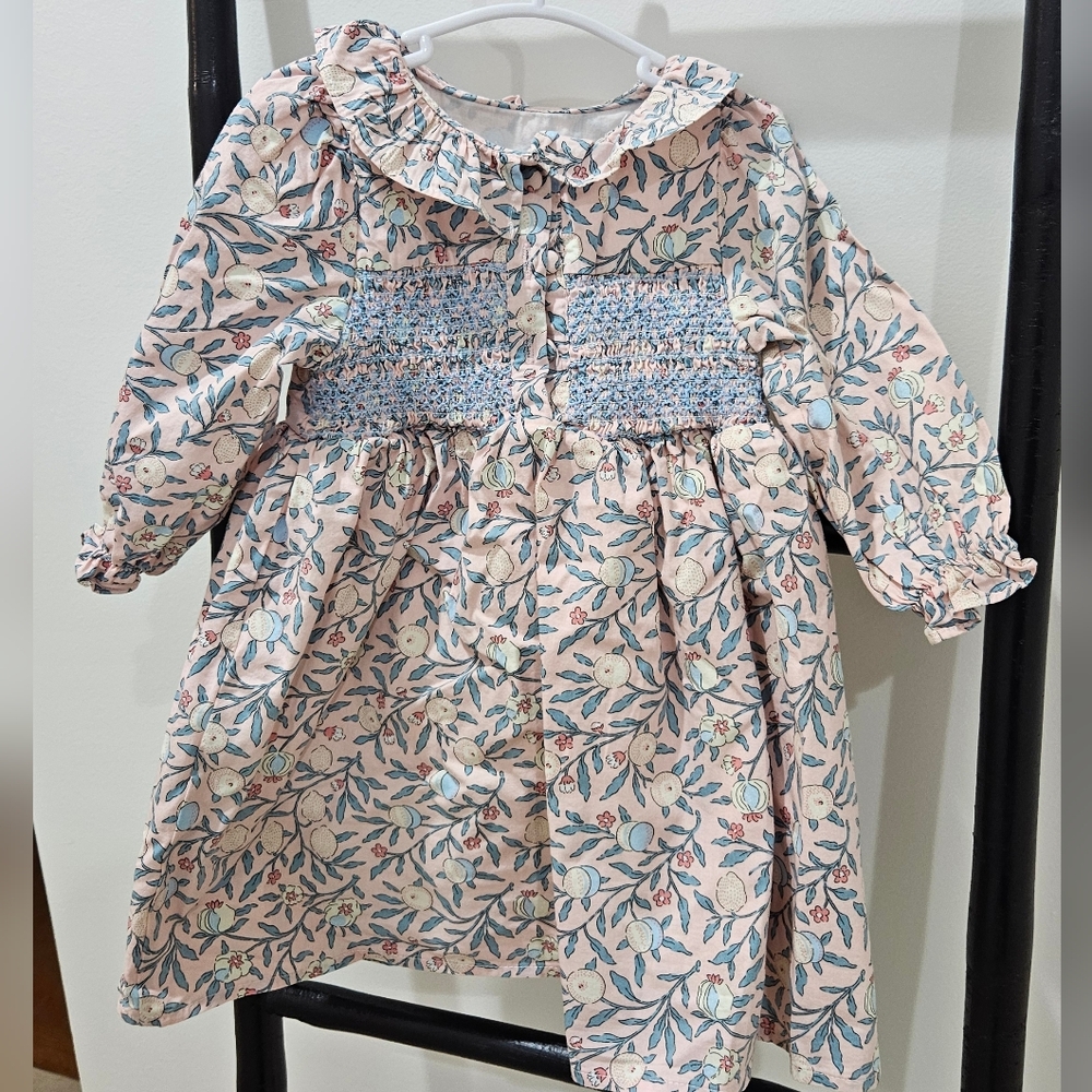 Floral Long-Sleeve Smocked Dress